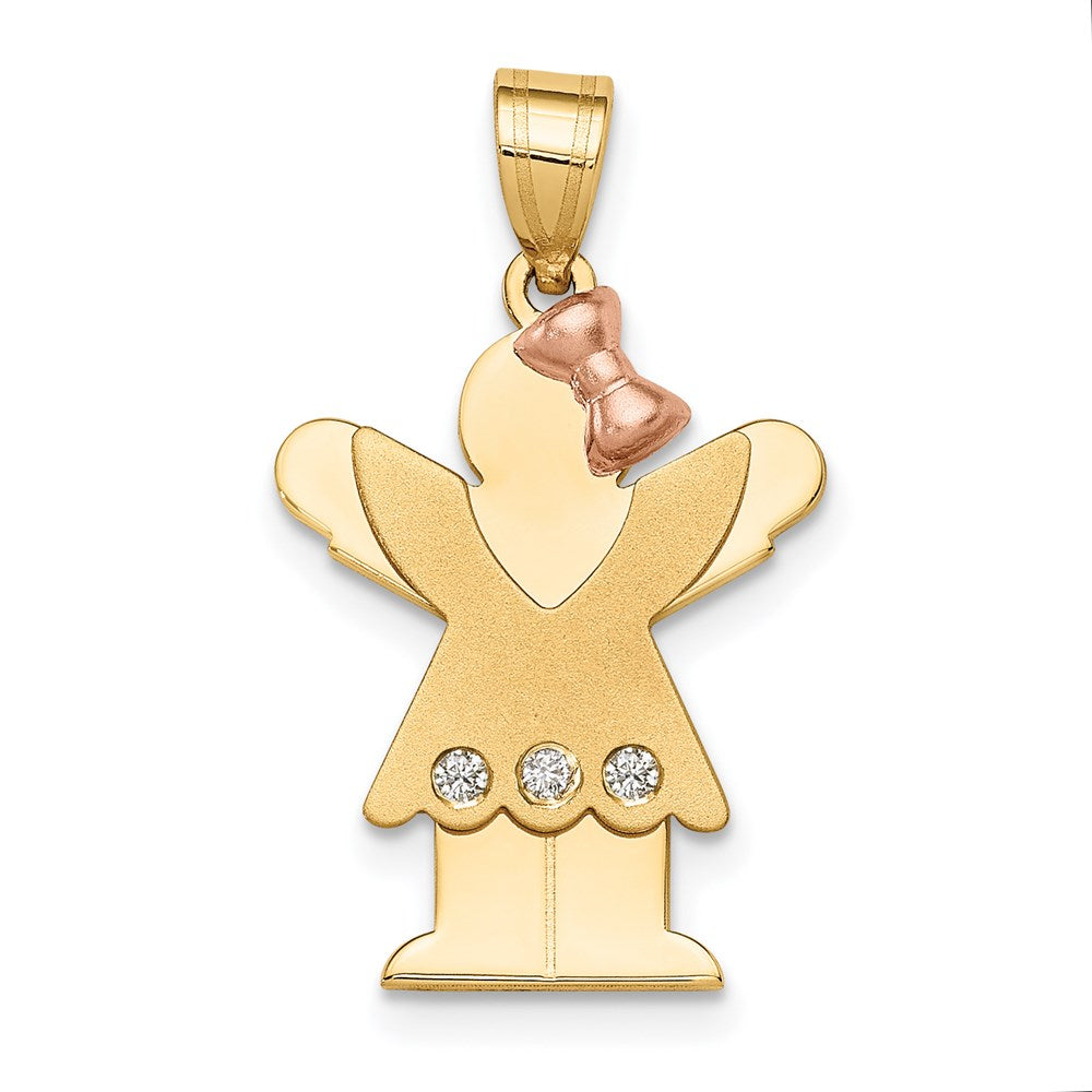 14k Two tone AA Diamond Kid Pendant