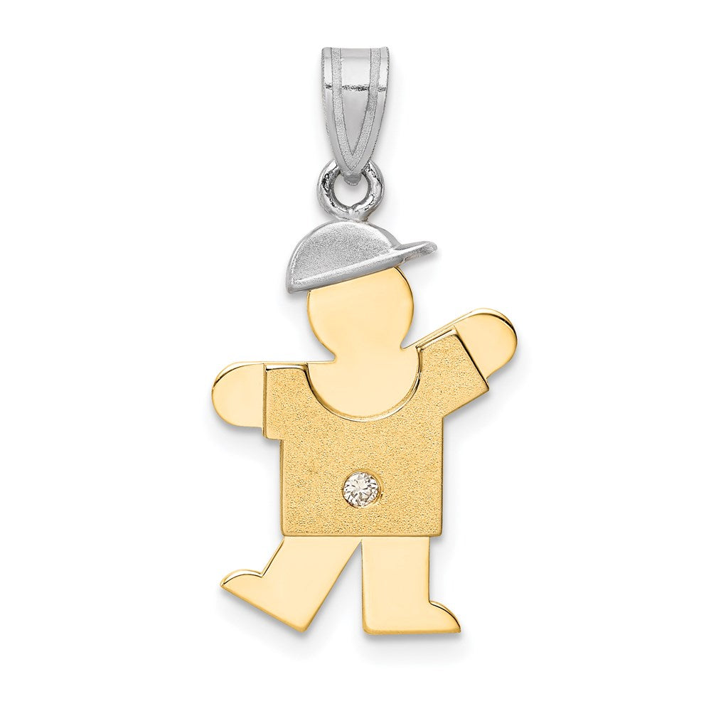 14k Two tone AAA Diamond kid pendant