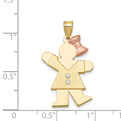 14k Two tone AA Diamond Kid Pendant