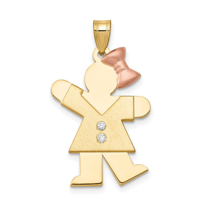 14k Two tone AA Diamond Kid Pendant