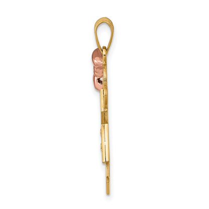 14k Two tone AA Diamond Kid Pendant