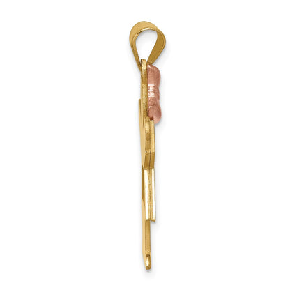 14k Two tone AA Diamond Kid Pendant