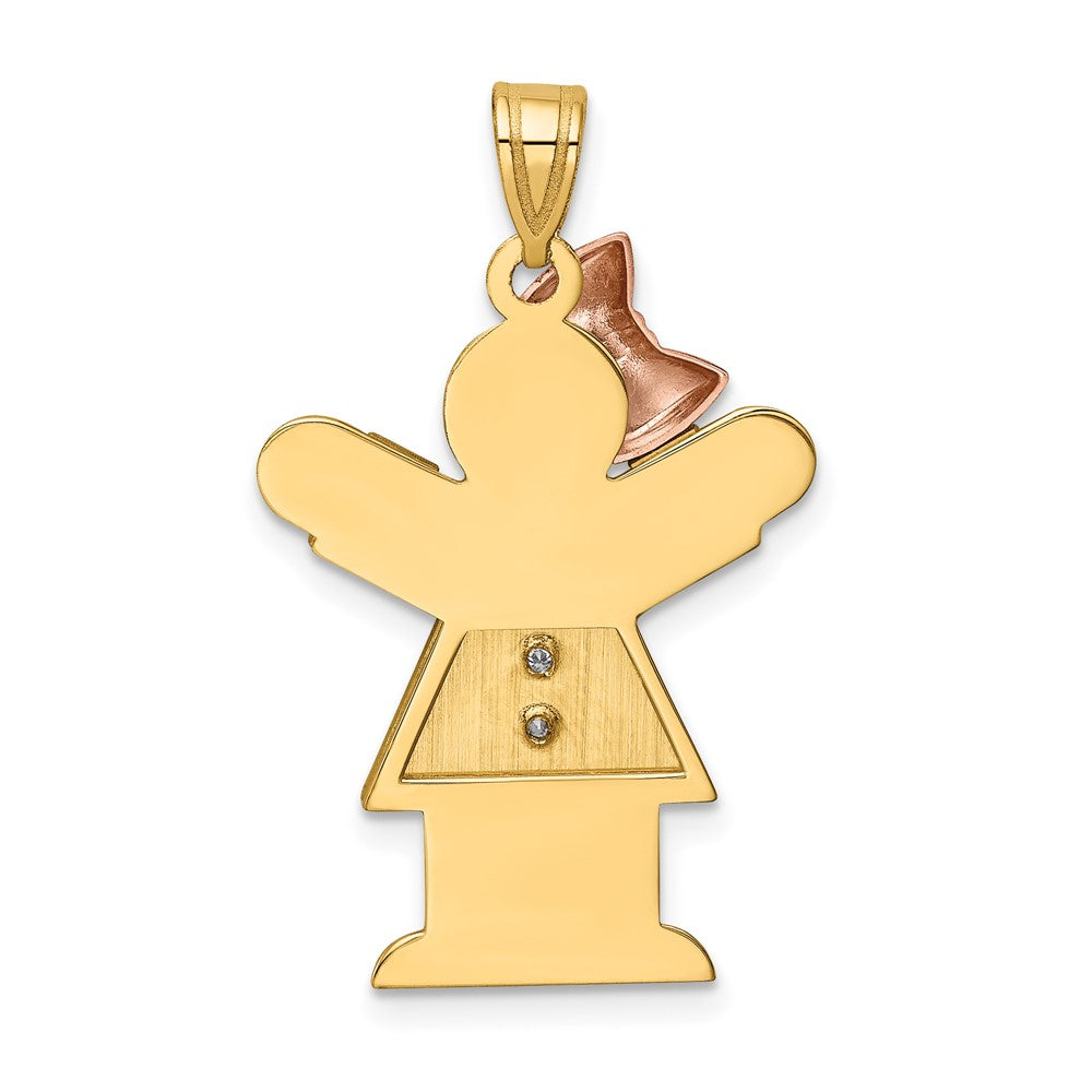 14k Two tone AA Diamond Kid Pendant