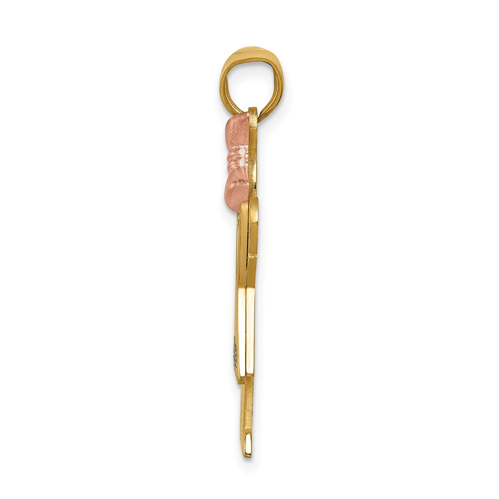 14k Two tone AA Diamond Kid Pendant
