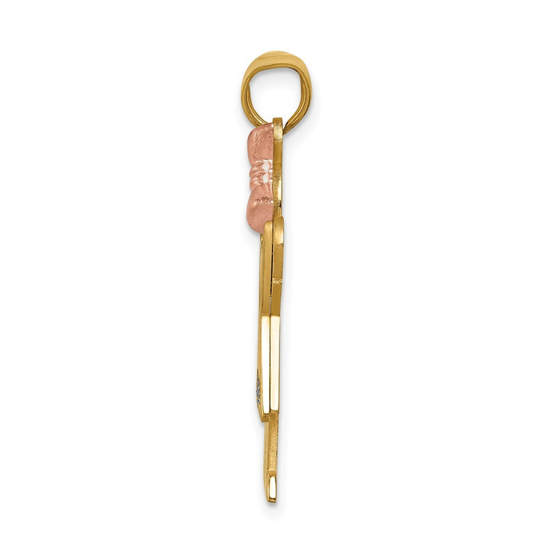 14k Two tone AA Diamond Kid Pendant