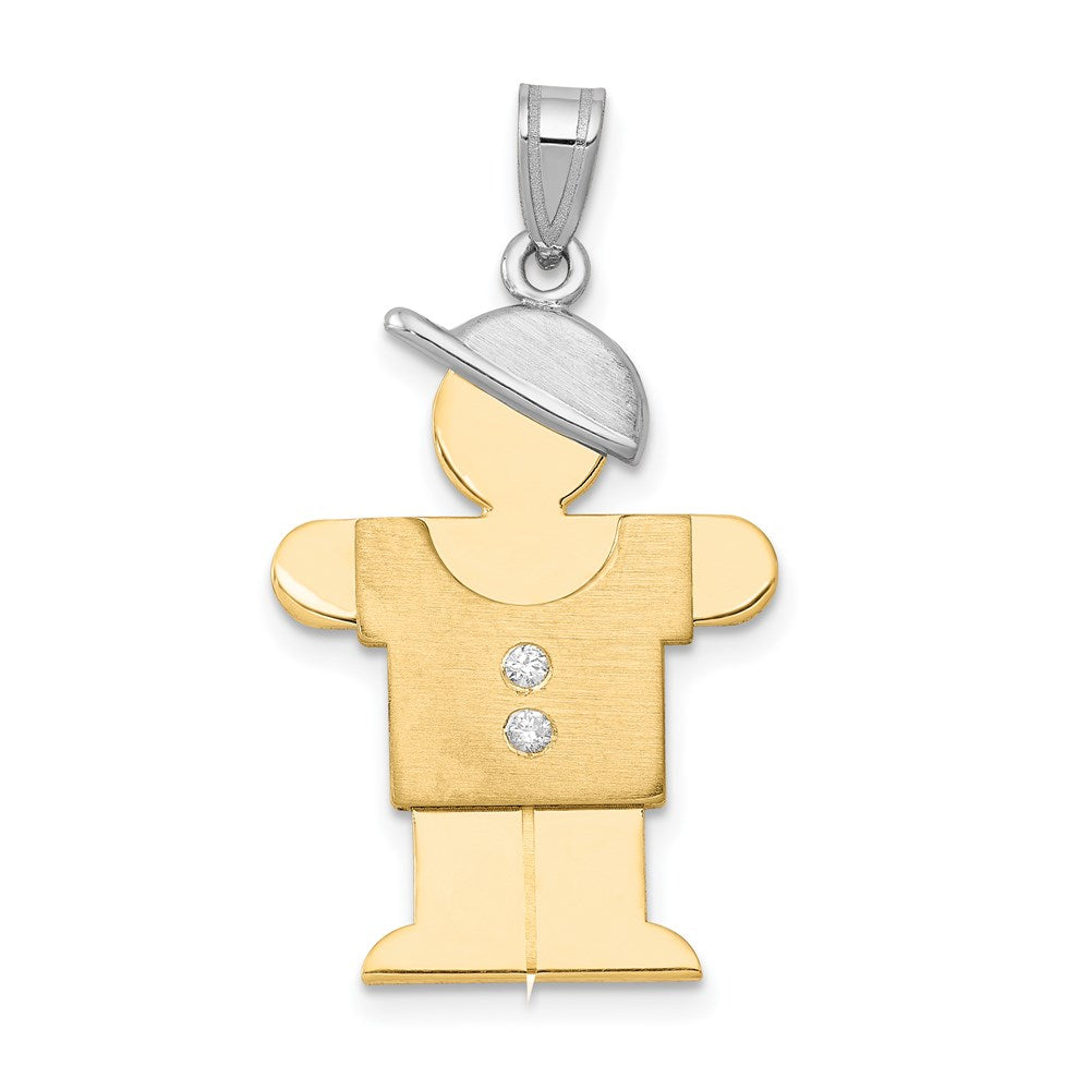 14k Two tone AA Diamond Kid Pendant