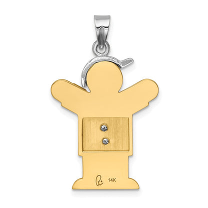 14k Two tone AA Diamond Kid Pendant