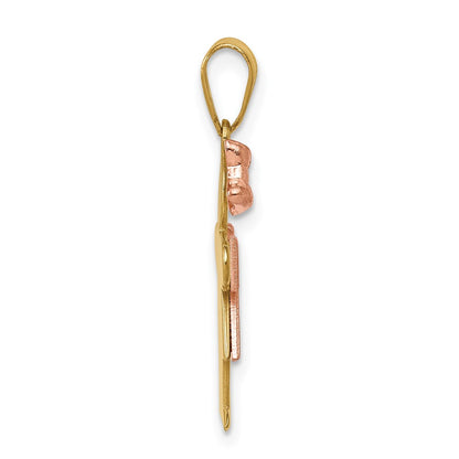 14k Two tone AA Diamond Kid Pendant