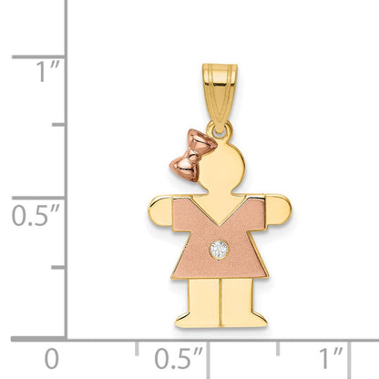 14k Two tone AA Diamond Kid Pendant