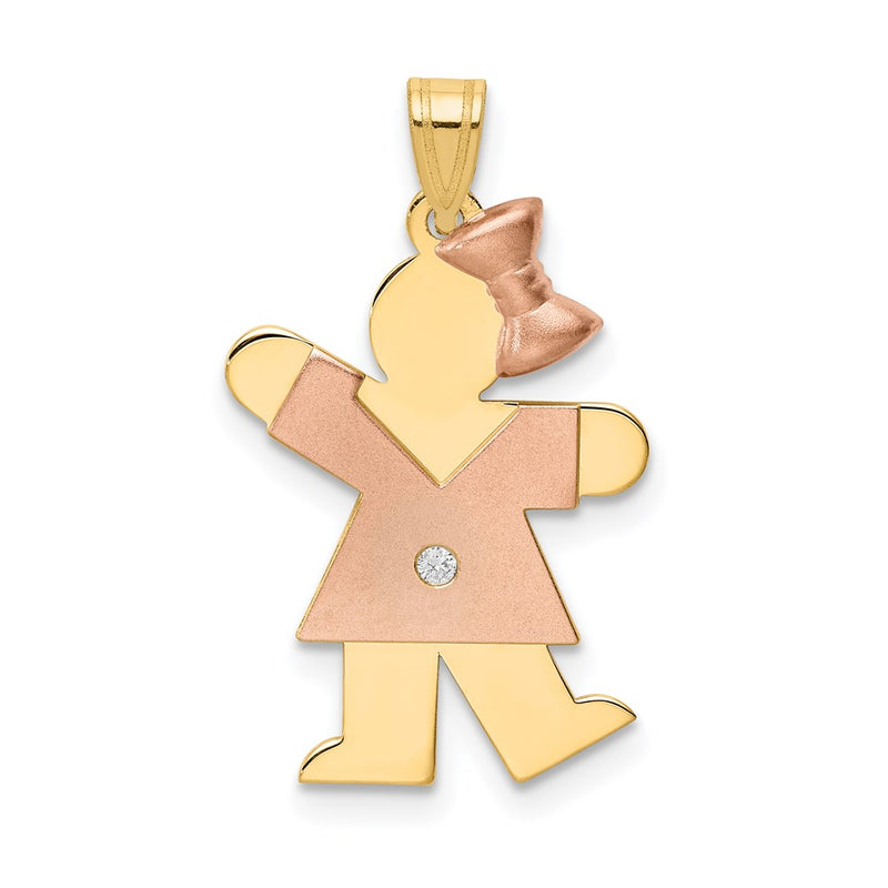 14k Two tone AA Diamond Kid Pendant