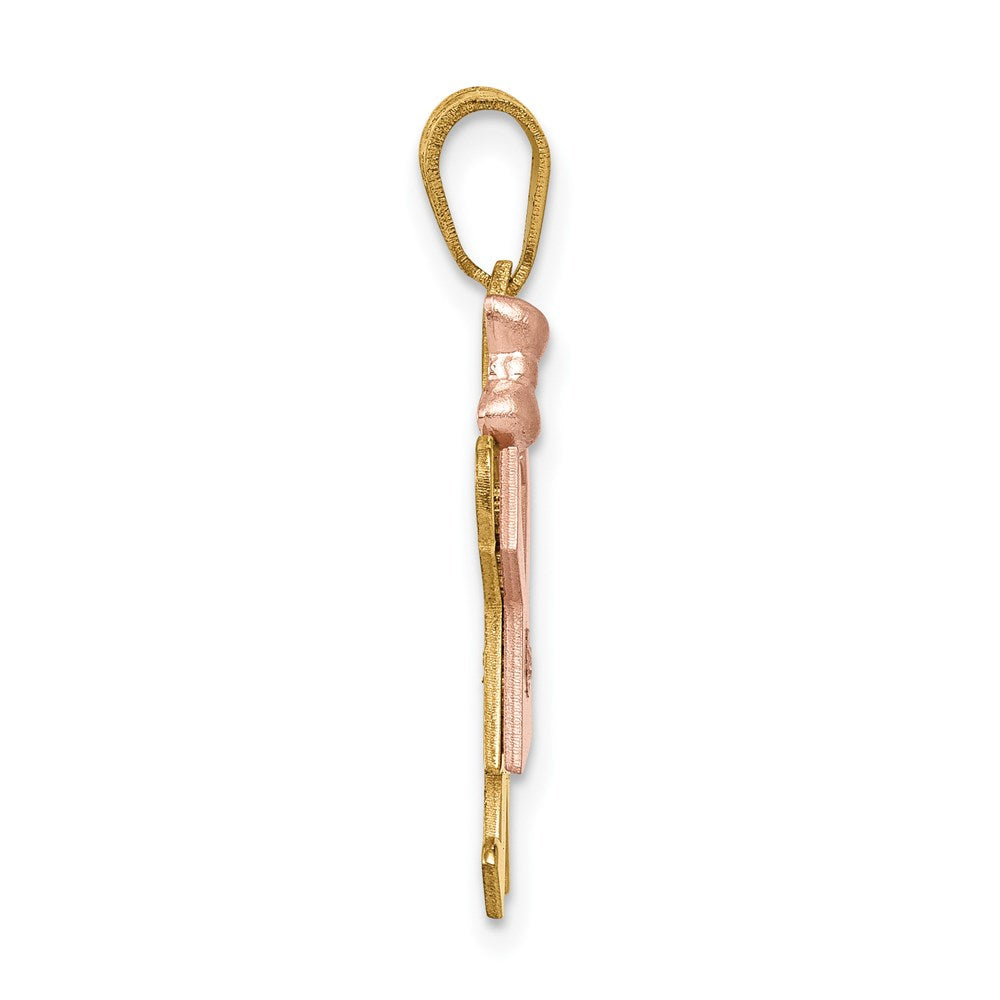 14k Two tone AA Diamond Kid Pendant