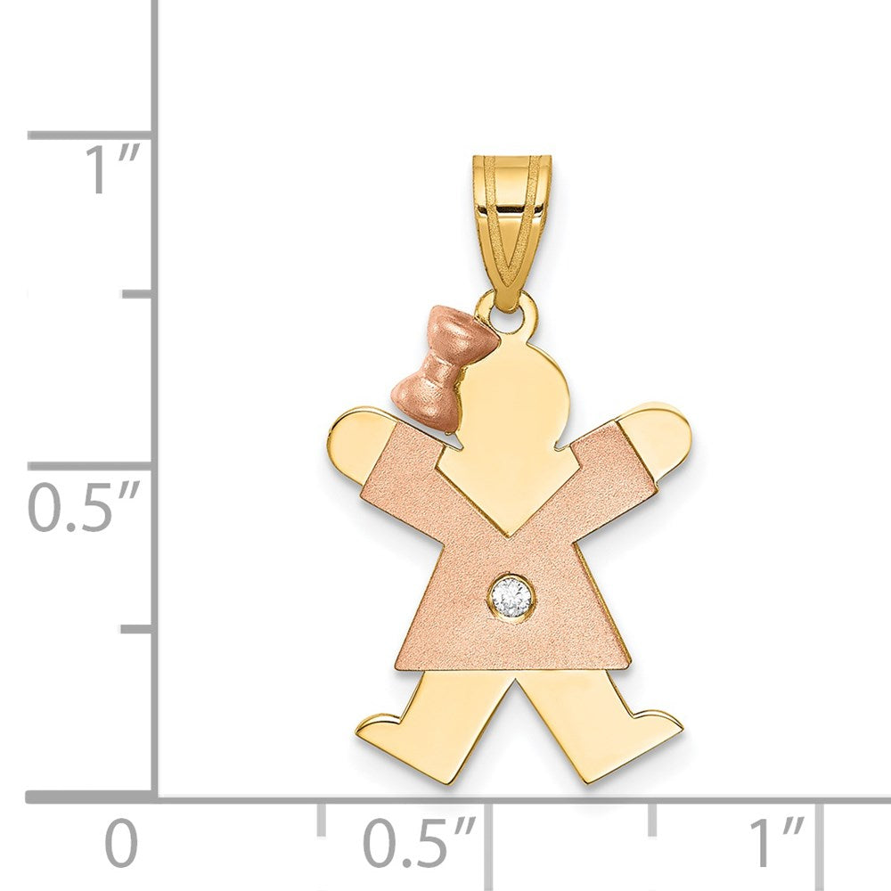 14k Two tone AA Diamond Kid Pendant