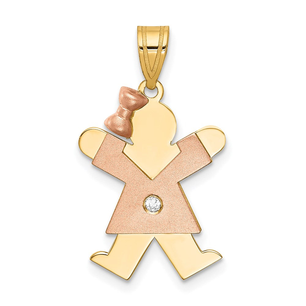 14k Two tone AA Diamond Kid Pendant