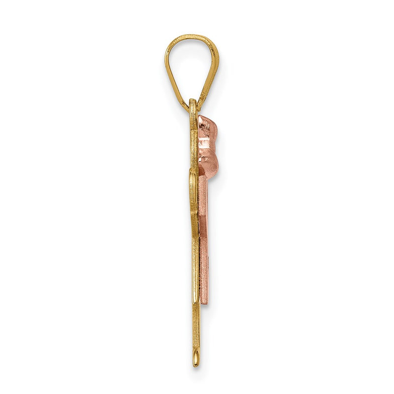 14k Two tone AA Diamond Kid Pendant