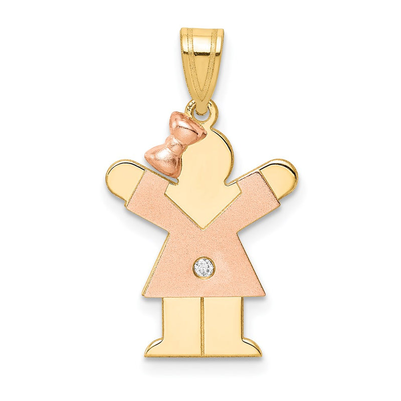 14k Two tone AA Diamond Kid Pendant
