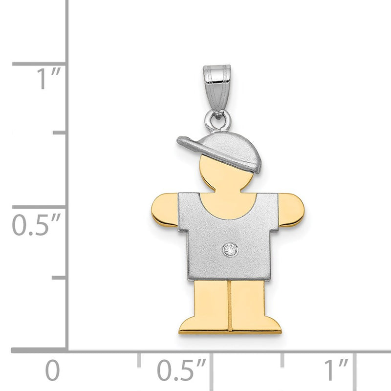 14k Two tone AA Diamond Kid Pendant
