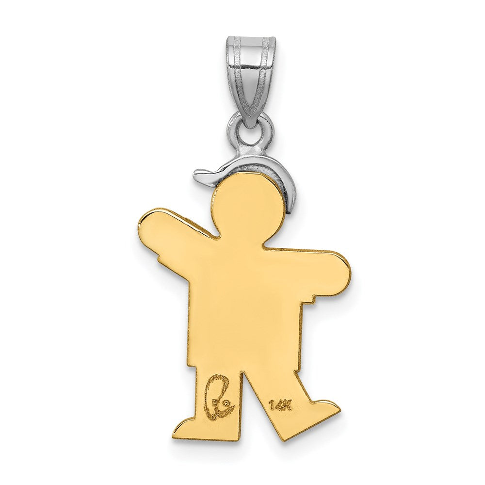 14k Two tone AA Diamond Kid Pendant