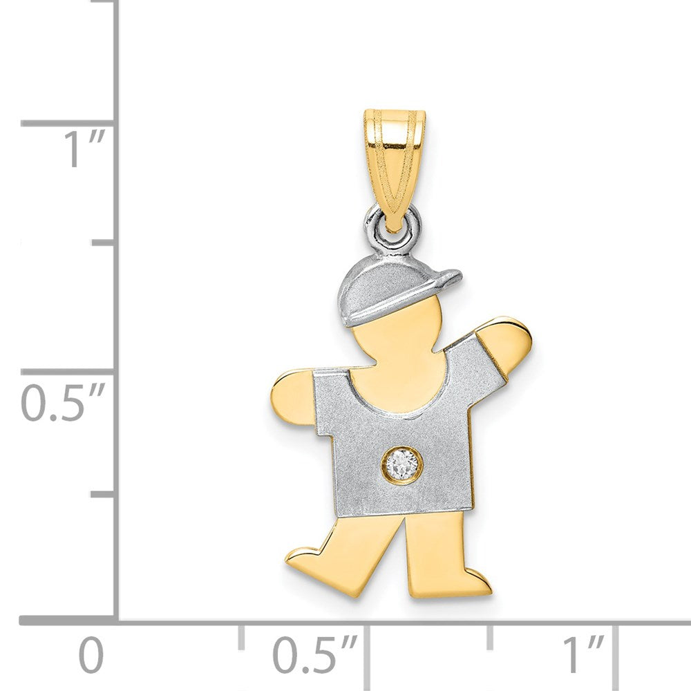 14k Two tone AA Diamond Kid Pendant