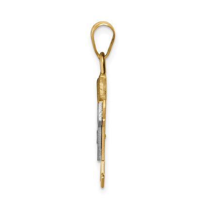 14k Two tone AA Diamond Kid Pendant