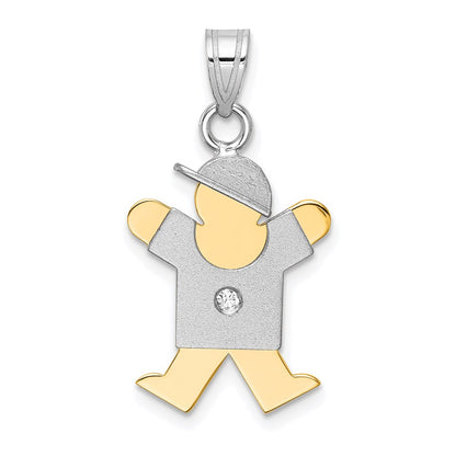 14k Two tone AA Diamond Kid Pendant