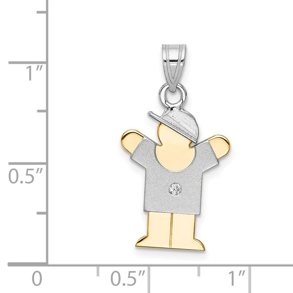 14k Two tone AA Diamond Kid Pendant