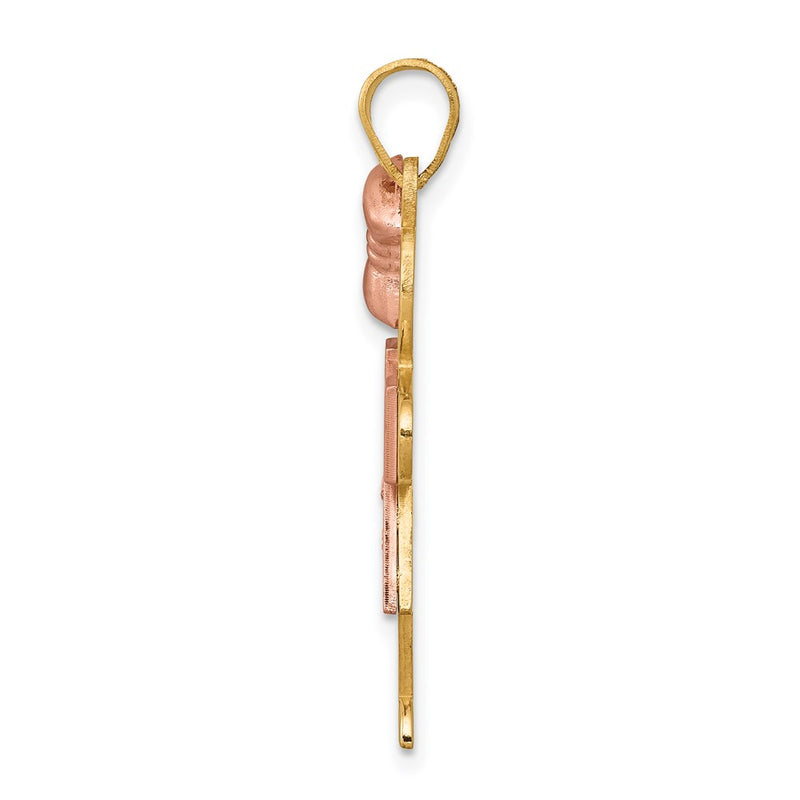 14k Two tone AA Diamond Kid Pendant