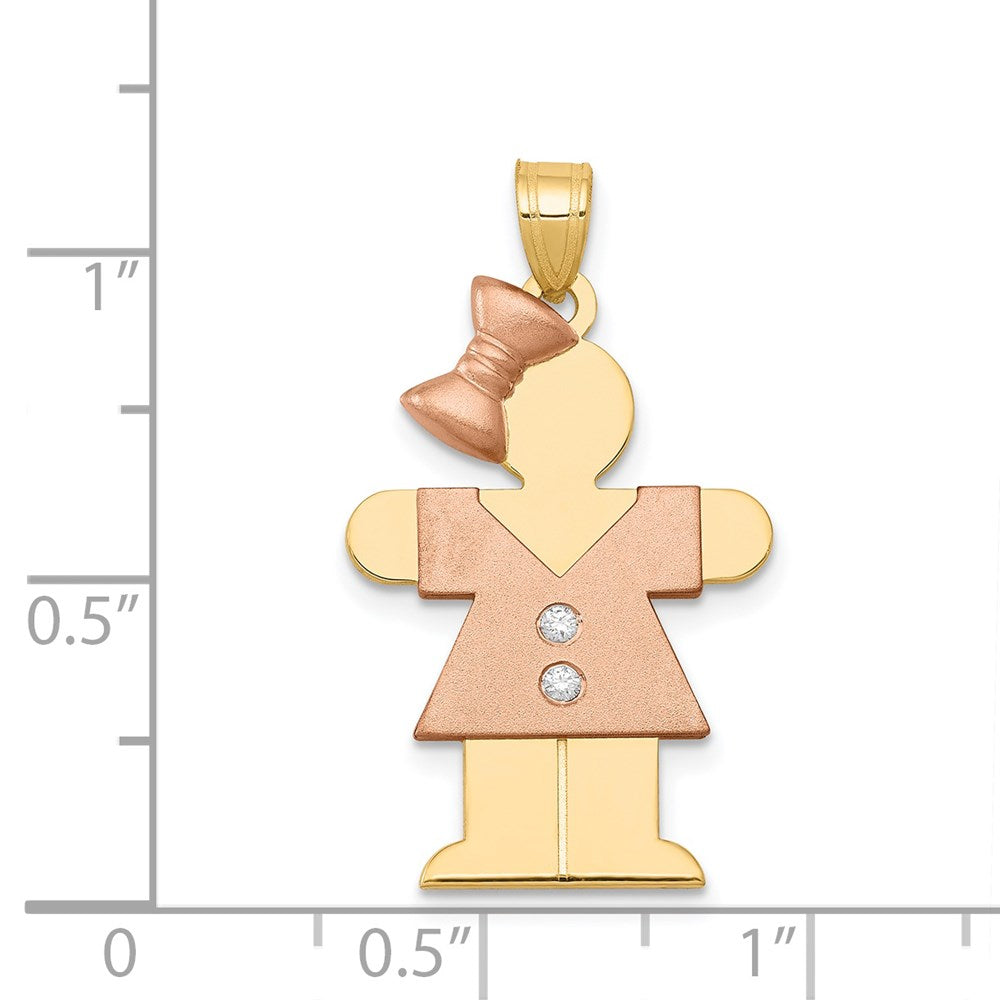 14k Two tone AA Diamond Kid Pendant