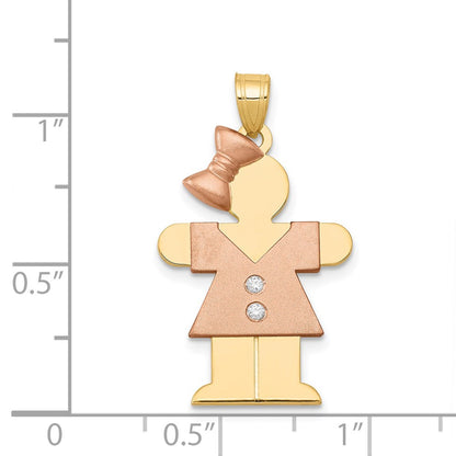 14k Two tone AA Diamond Kid Pendant