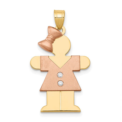 14k Two tone AA Diamond Kid Pendant