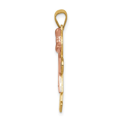14k Two tone AA Diamond Kid Pendant