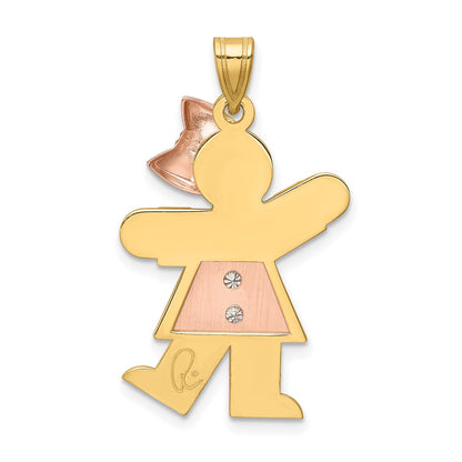 14k Two tone AA Diamond Kid Pendant