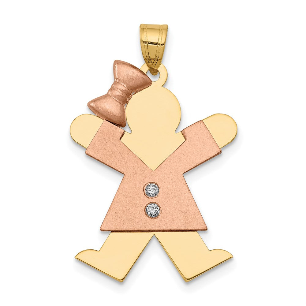 14k Two tone AA Diamond Kid Pendant