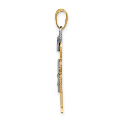 14k Two tone AA Diamond Kid Pendant
