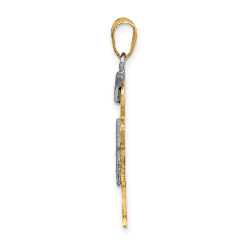 14k Two tone AA Diamond Kid Pendant
