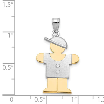 14k Two tone AA Diamond Kid Pendant