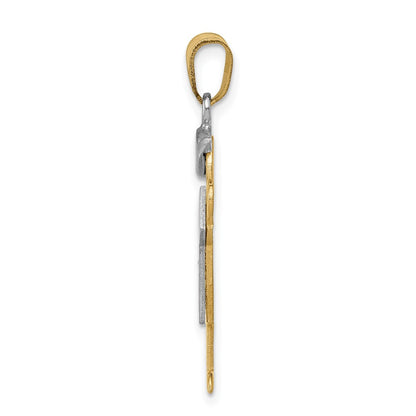 14k Two tone AA Diamond Kid Pendant