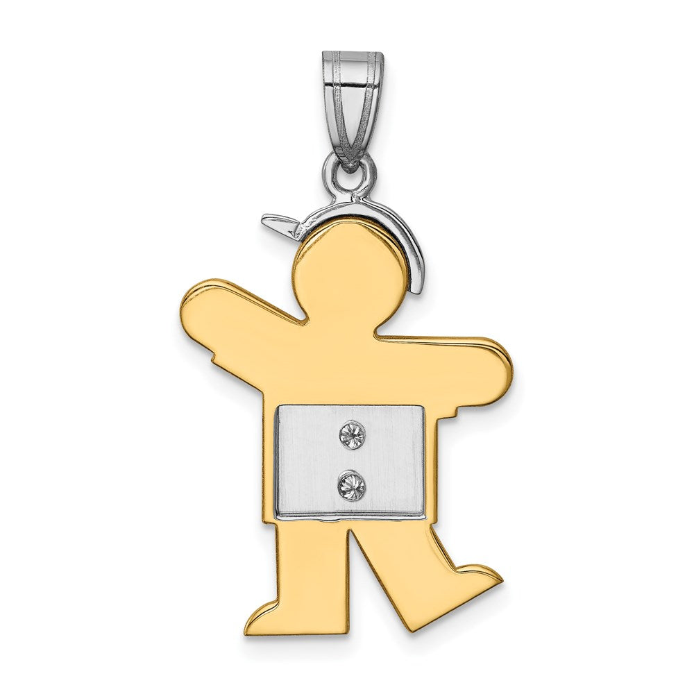 14k Two tone AA Diamond Kid Pendant