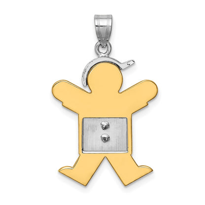 14k Two tone AA Diamond Kid Pendant