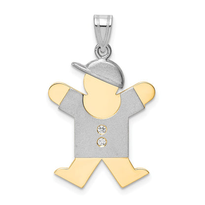 14k Two tone AA Diamond Kid Pendant