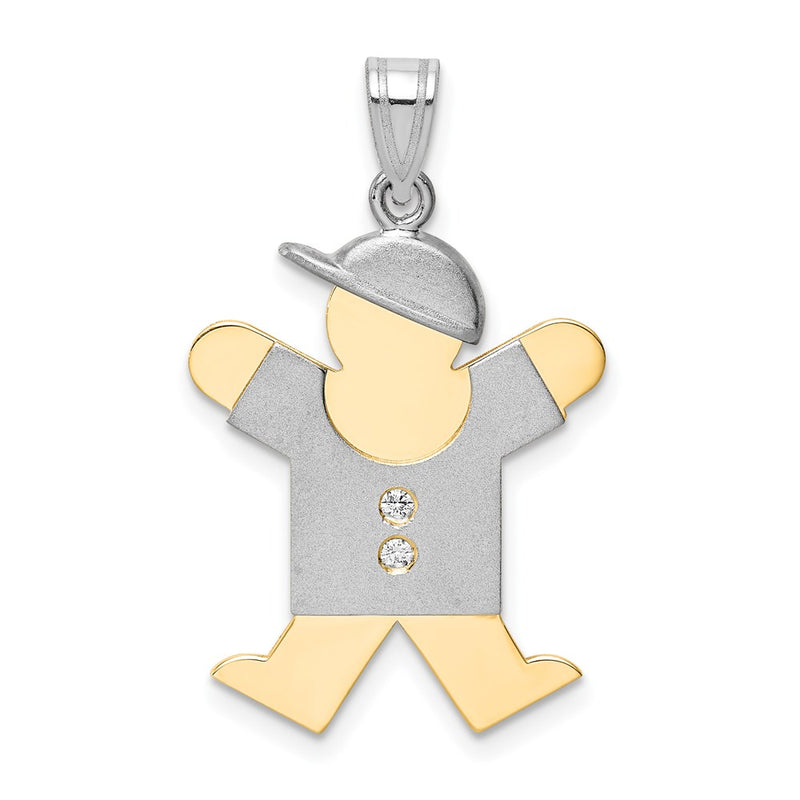 14k Two tone AA Diamond Kid Pendant