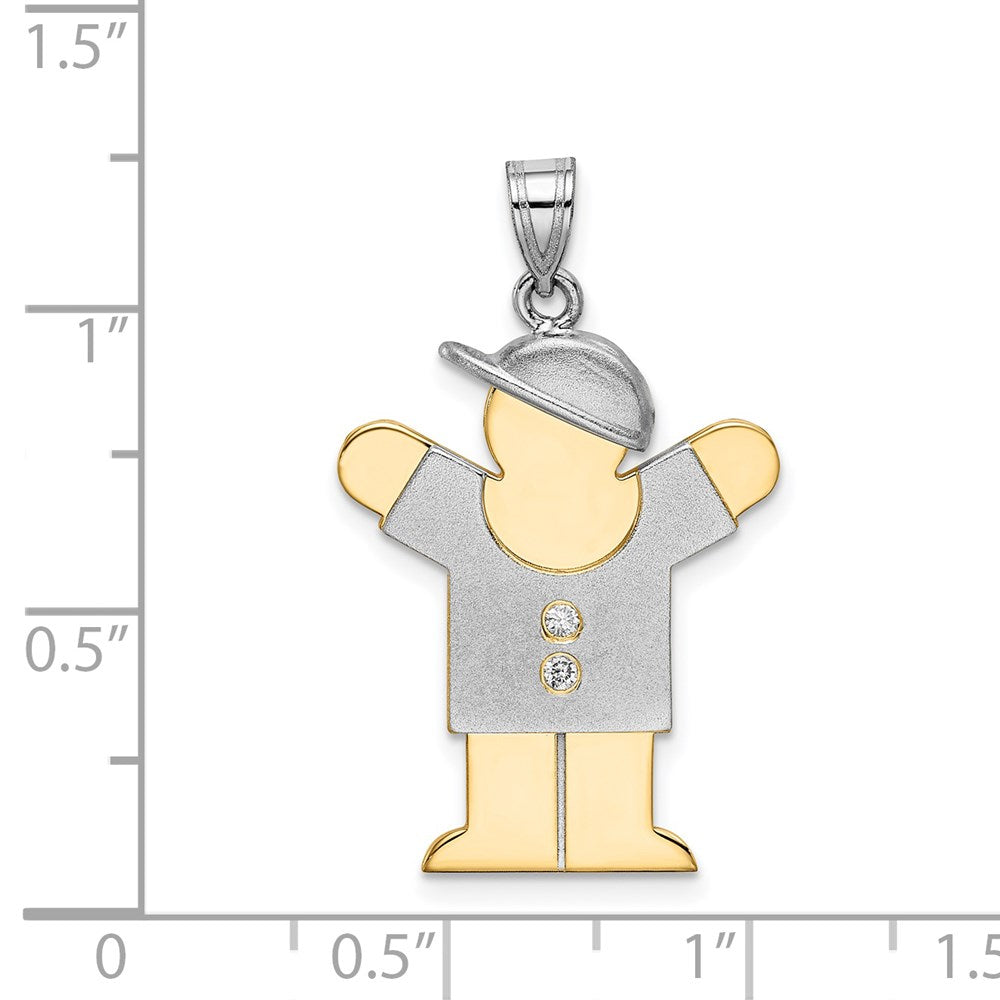 14k Two tone AA Diamond Kid Pendant