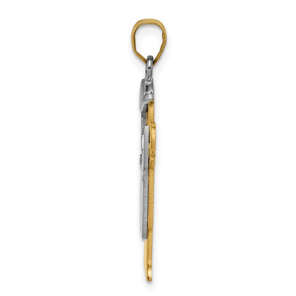 14k Two tone AA Diamond Kid Pendant