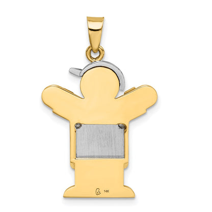 14k Two tone AA Diamond Kid Pendant