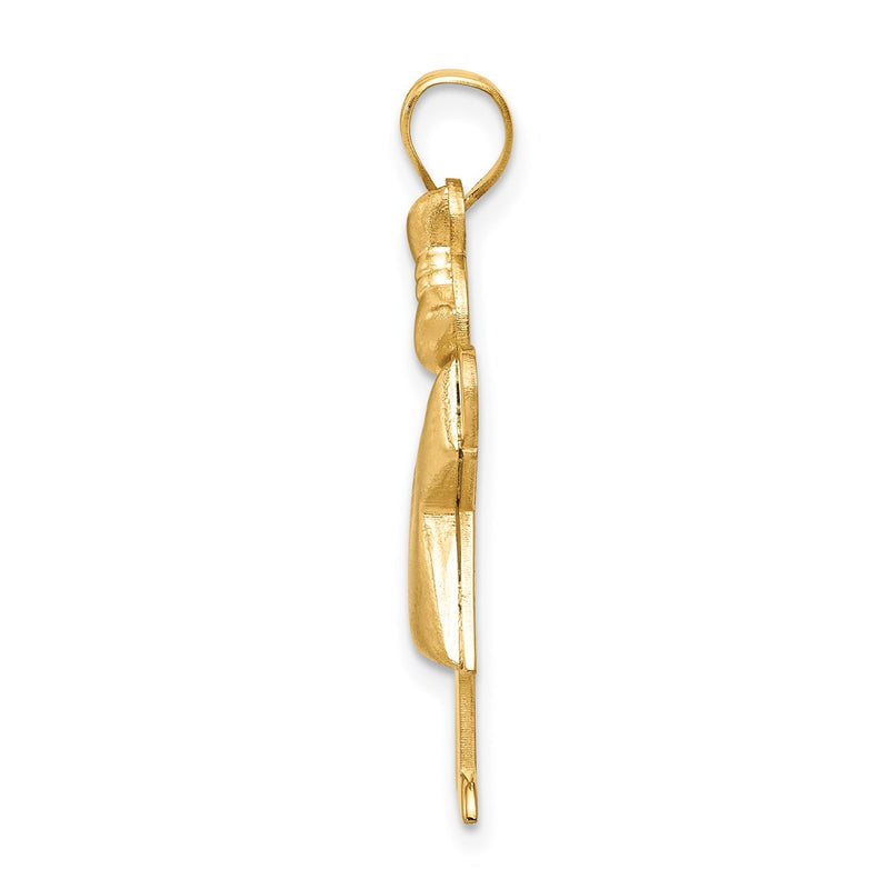14k Yellow Gold Puffed Girl with Bow on Right Engravable Charm