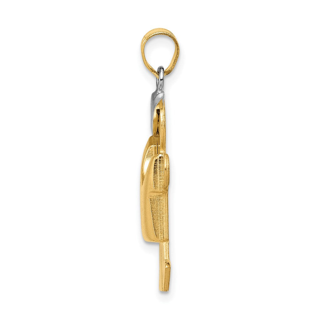 14k Two-tone Gold Two-tone Gold Puffed Boy with Hat on Left Engravable Charm