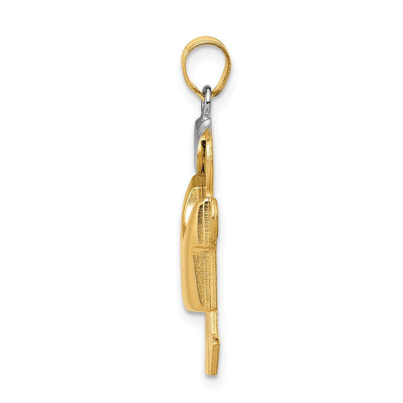 14k Two-tone Gold Two-tone Gold Puffed Boy with Hat on Left Engravable Charm