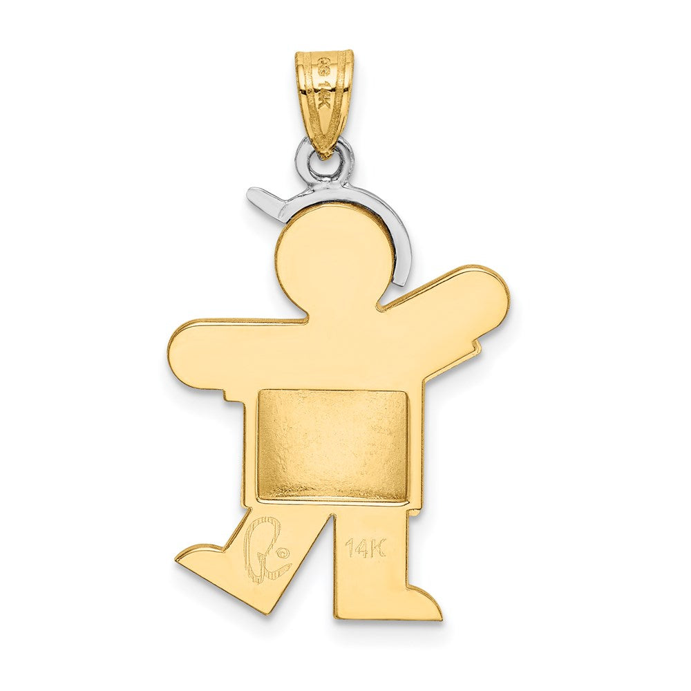 14k Two-tone Gold Two-tone Gold Puffed Boy with Hat on Left Engravable Charm