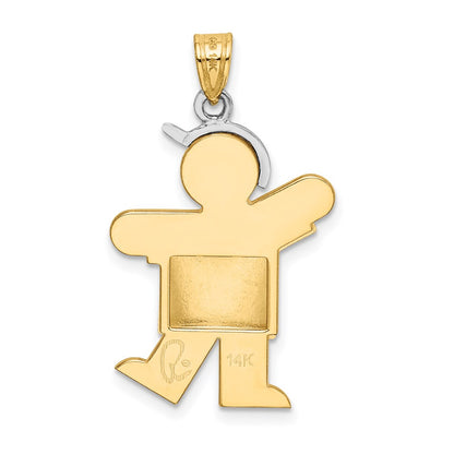 14k Two-tone Gold Two-tone Gold Puffed Boy with Hat on Left Engravable Charm