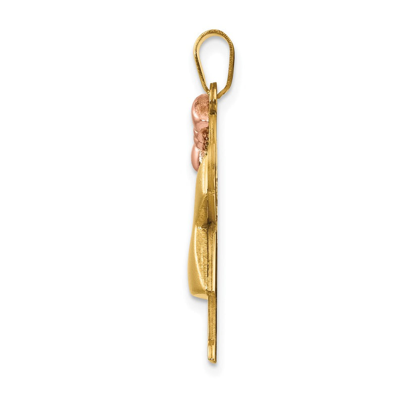14k Two-tone Gold Two-tone Gold Puffed Girl with Bow on Left Engravable Charm