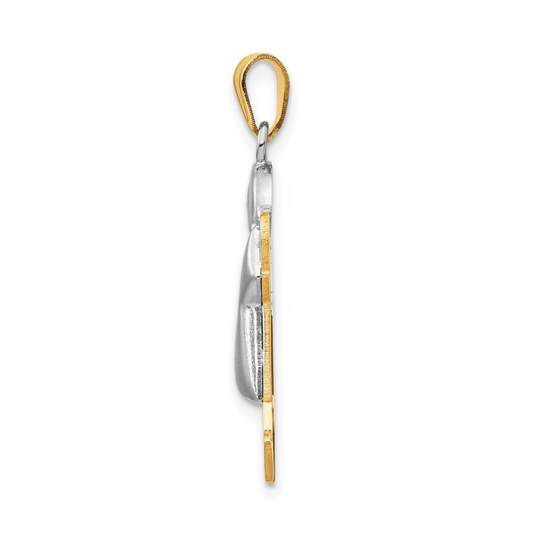 14k Two-tone Gold Two-tone Gold Puffed Boy with Hat on Right Engravable Charm